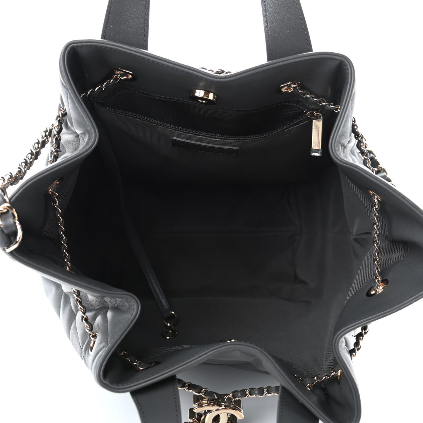 Lambskin Quilted CC Dweller Drawstring Tote Grey