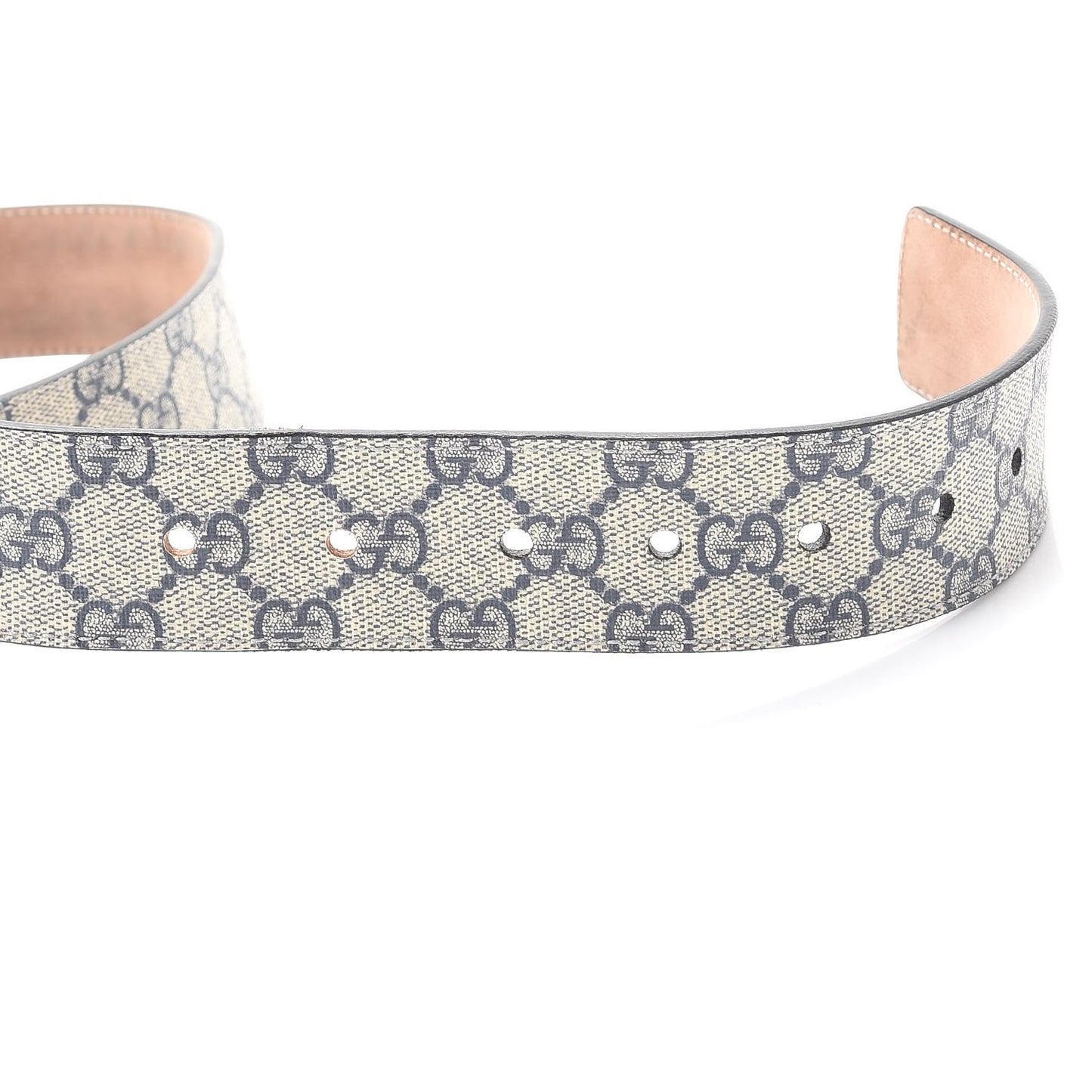 GG Supremem Monogram Selleria Calfskin Square Spur 40mm Belt 95 38 Beige Blue