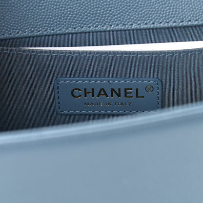 Chanel Caviar Chevron Quilted Medium Boy Flap Blue 6 of 11