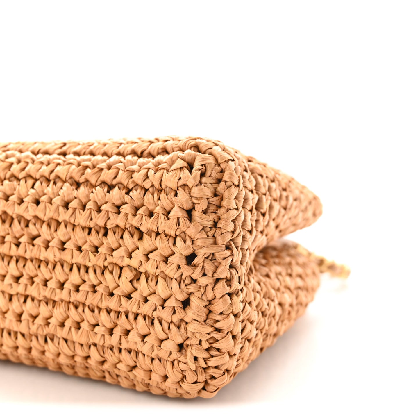 Braided Raffia Nano Kelly Flap Bag Dark Beige