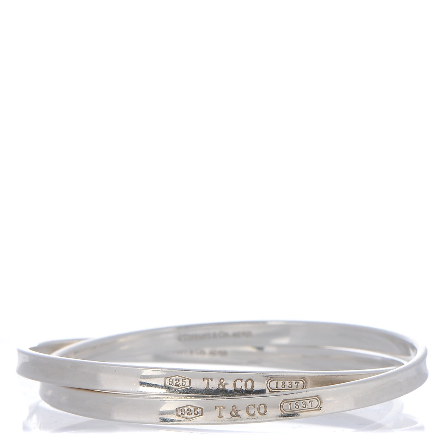 Tiffany Sterling Silver 1837 Interlocking Bangle Bracelet 1 of 5