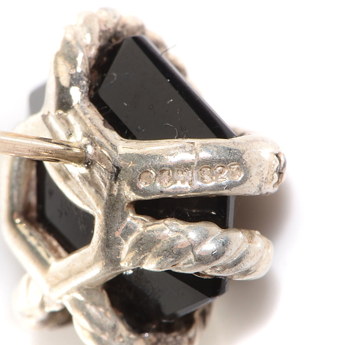 Sterling Silver Diamond Black Onyx 11mm Cable Wrap Earrings