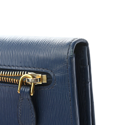Prada Vitello Move Bi-Color Continental Flap Travel Wallet Bluette Astrale 16 of 18