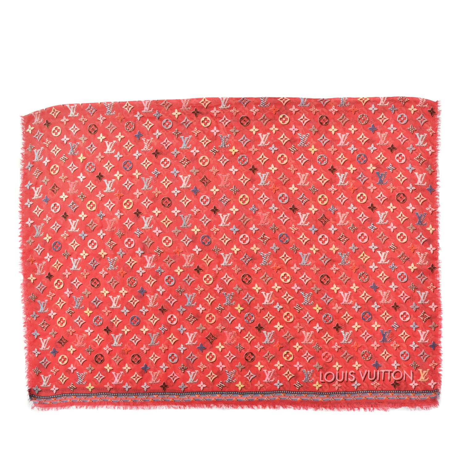 Louis Vuitton Silk Pop Monogram Shawl Red 1 of 3