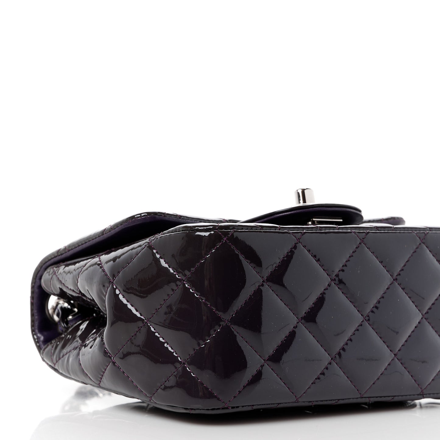 Patent Calfskin Quilted Mini Square Flap Purple