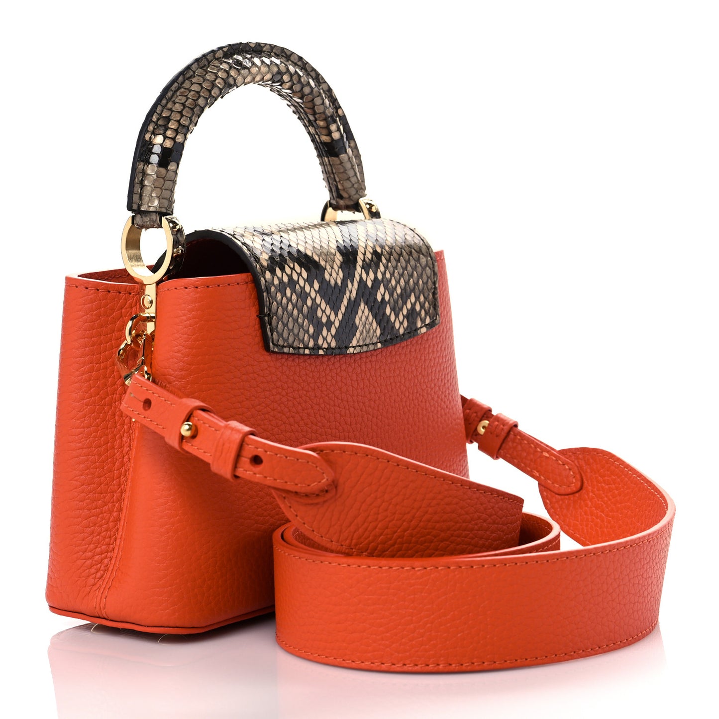 Taurillon Python Mini Capucines Cornaline