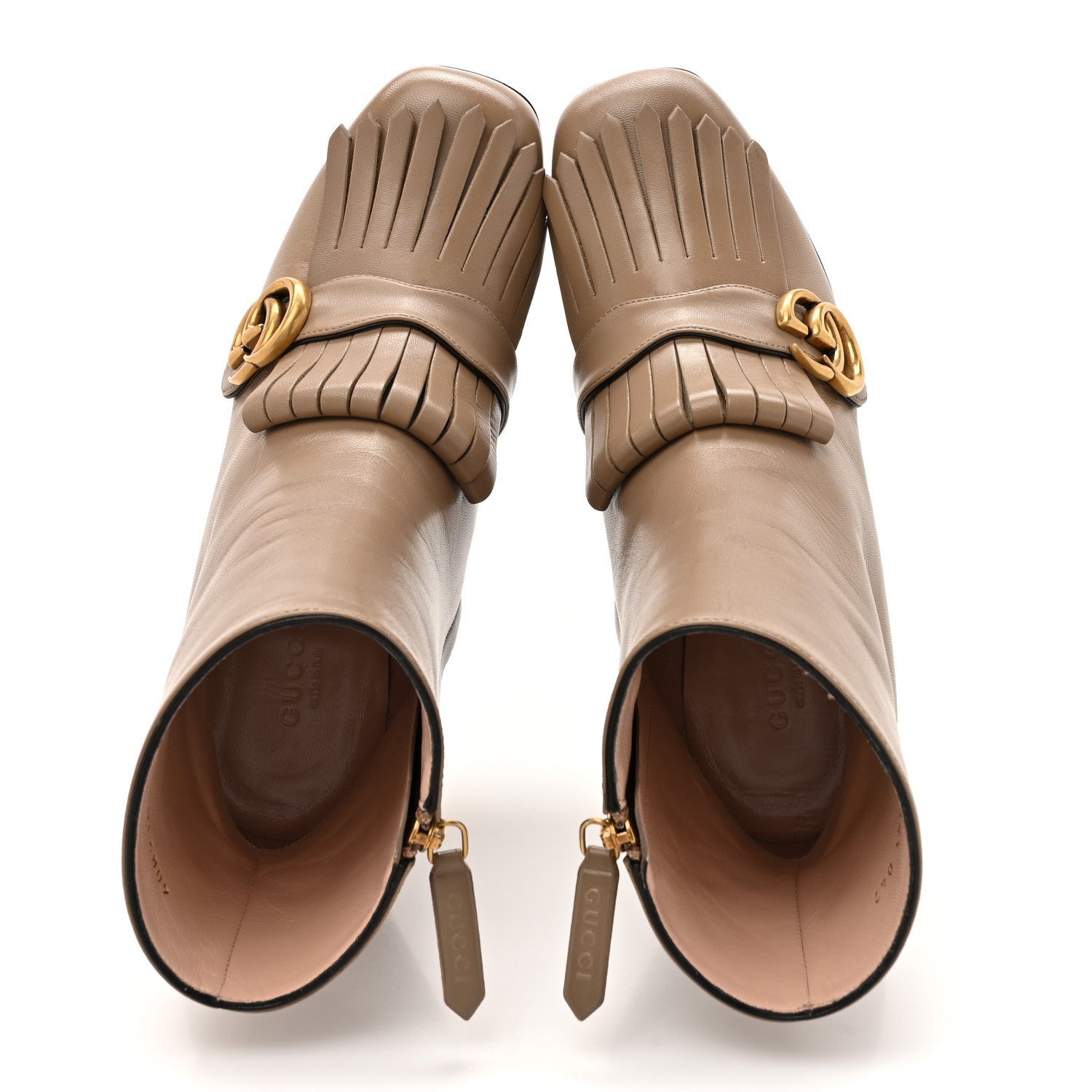 Gucci Malaga Kid GG Marmont Fringe 75mm Ankle Boots 38.5 Mud 3 of 10