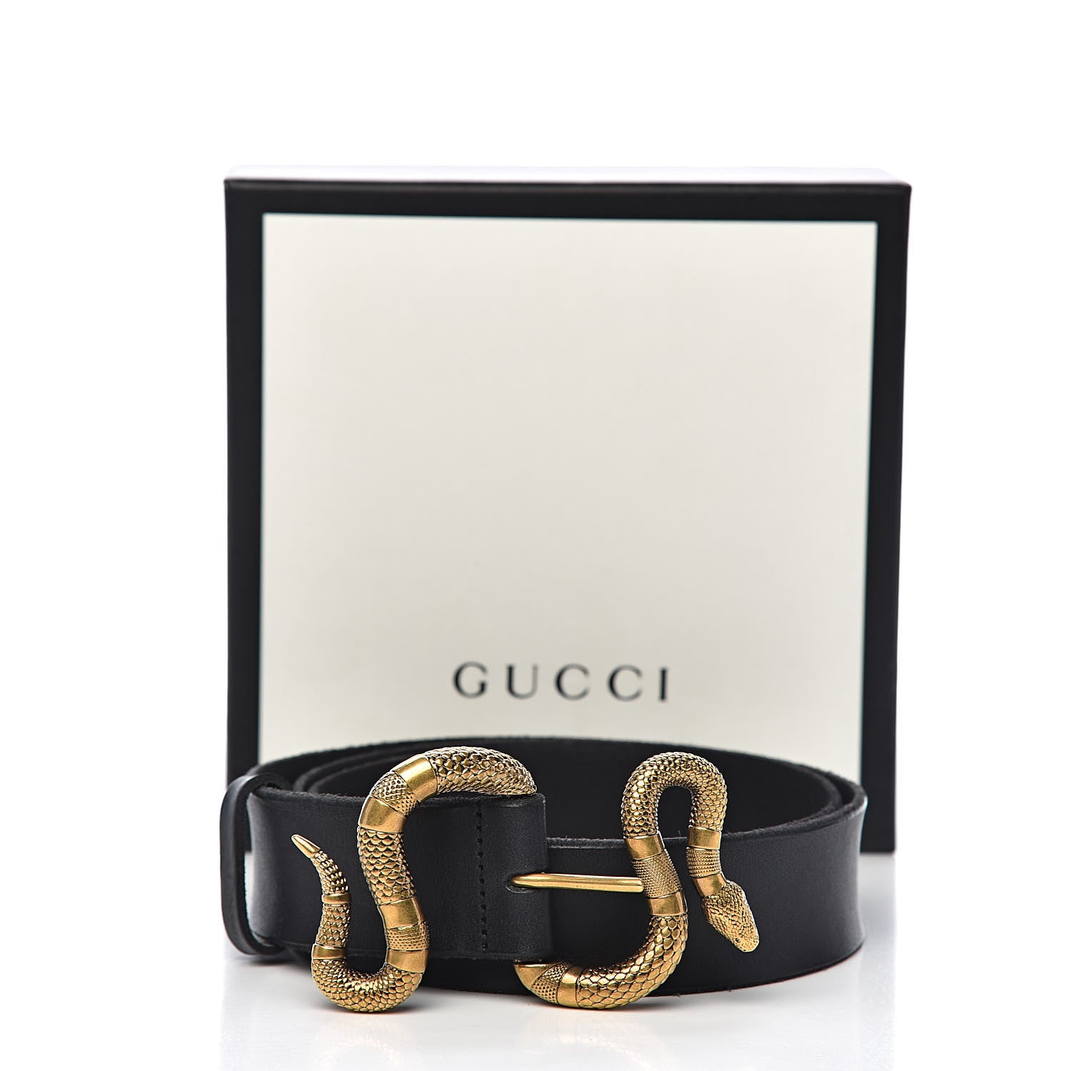 Gucci Calfskin Snake Belt 95 38 Black 8 of 8