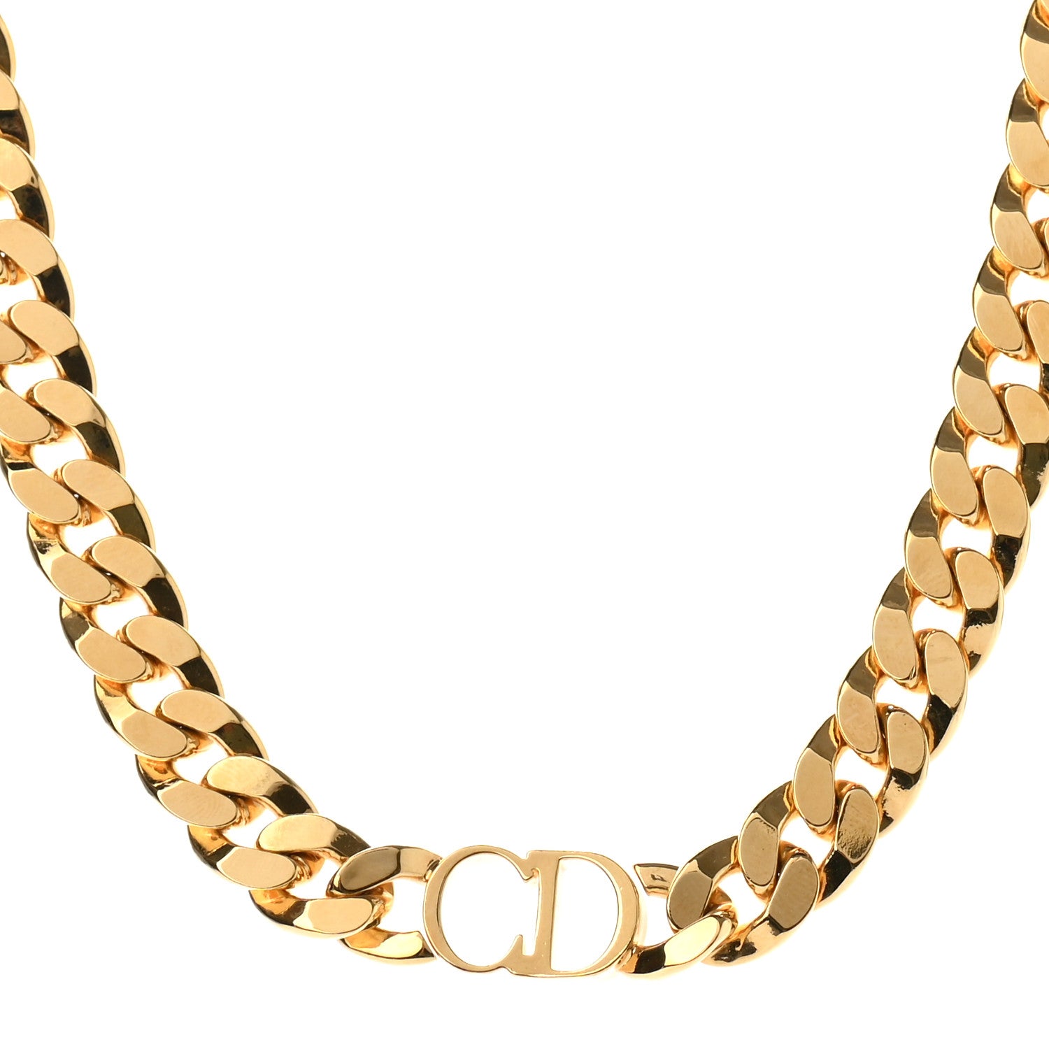 Christian Dior Metal CD Choker Necklace Gold 1 of 7