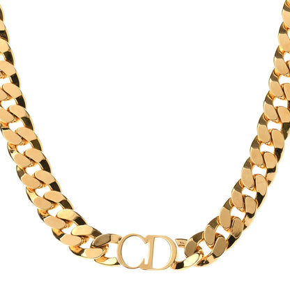 Christian Dior Metal CD Choker Necklace Gold 1 of 7