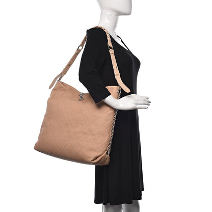Chanel Grained Calfskin Stitched Large Braided With Style Hobo Beige 2 of 11