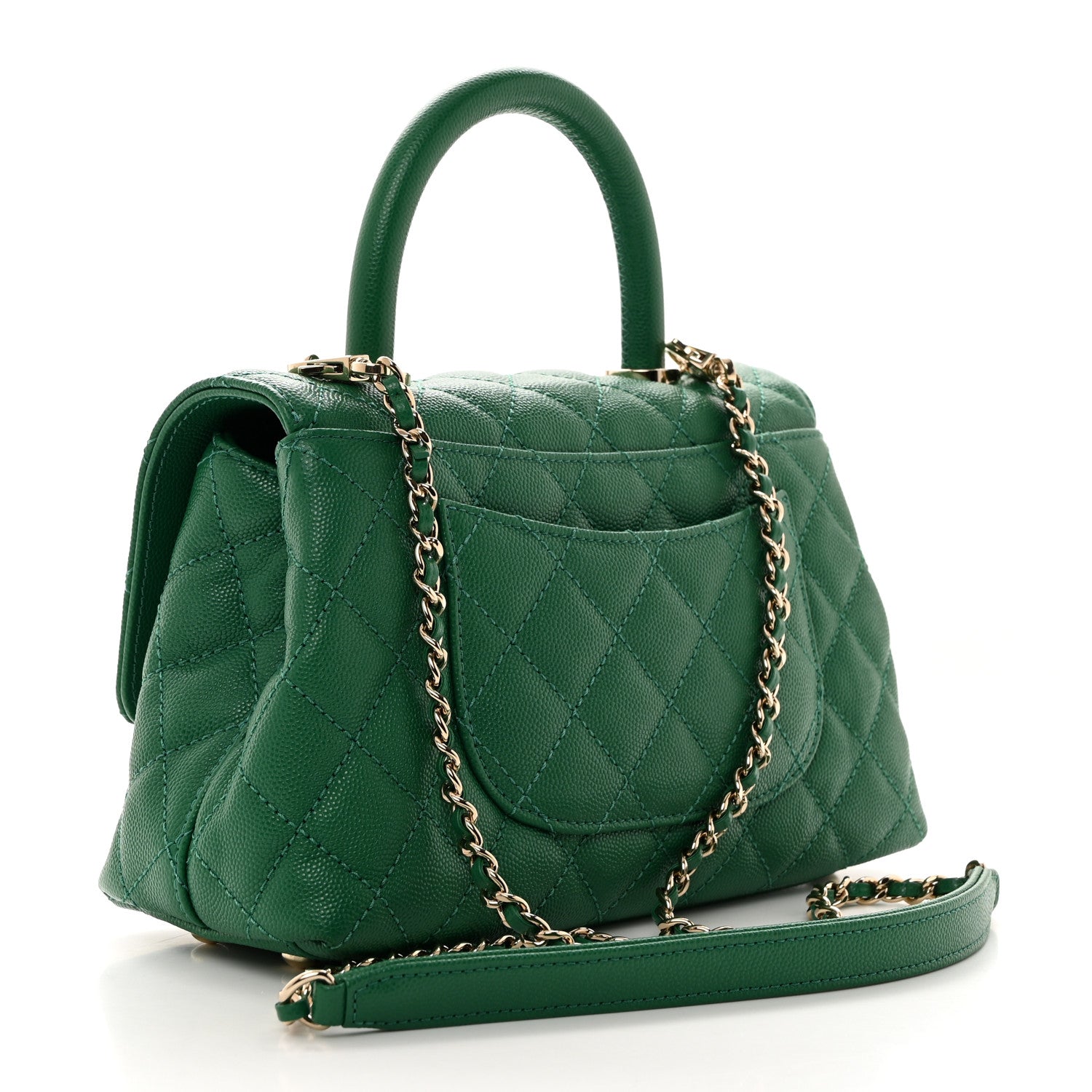 Chanel Caviar Quilted Mini Coco Handle Flap Green 3 of 10