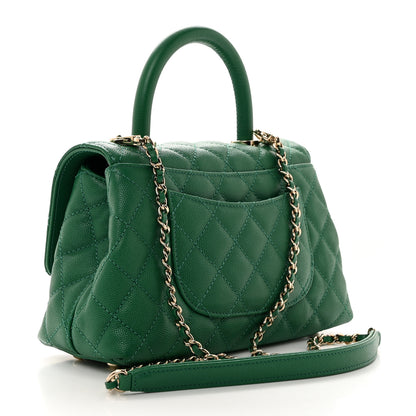 Chanel Caviar Quilted Mini Coco Handle Flap Green 3 of 10