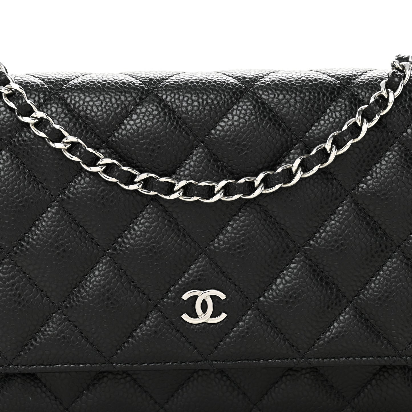 Caviar Quilted Wallet on Chain WOC Black