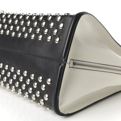 Alexander McQueen Calfskin Large Studded Padlock Zip Around Tote Black White 6 of 9