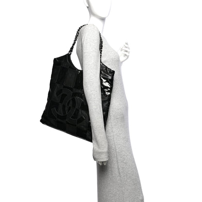 Chanel Patent Calfskin Patchwork Brooklyn Tote Black 2 of 10