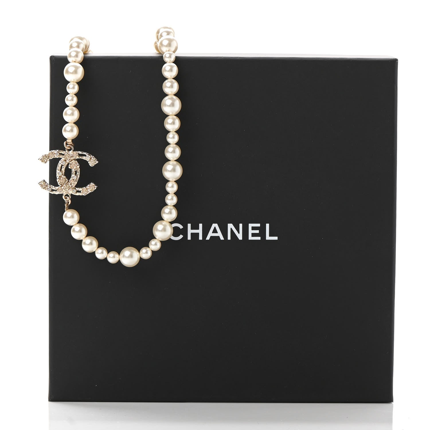 Chanel Pearl Crystal CC Camellia Short Necklace Gold 6 of 6