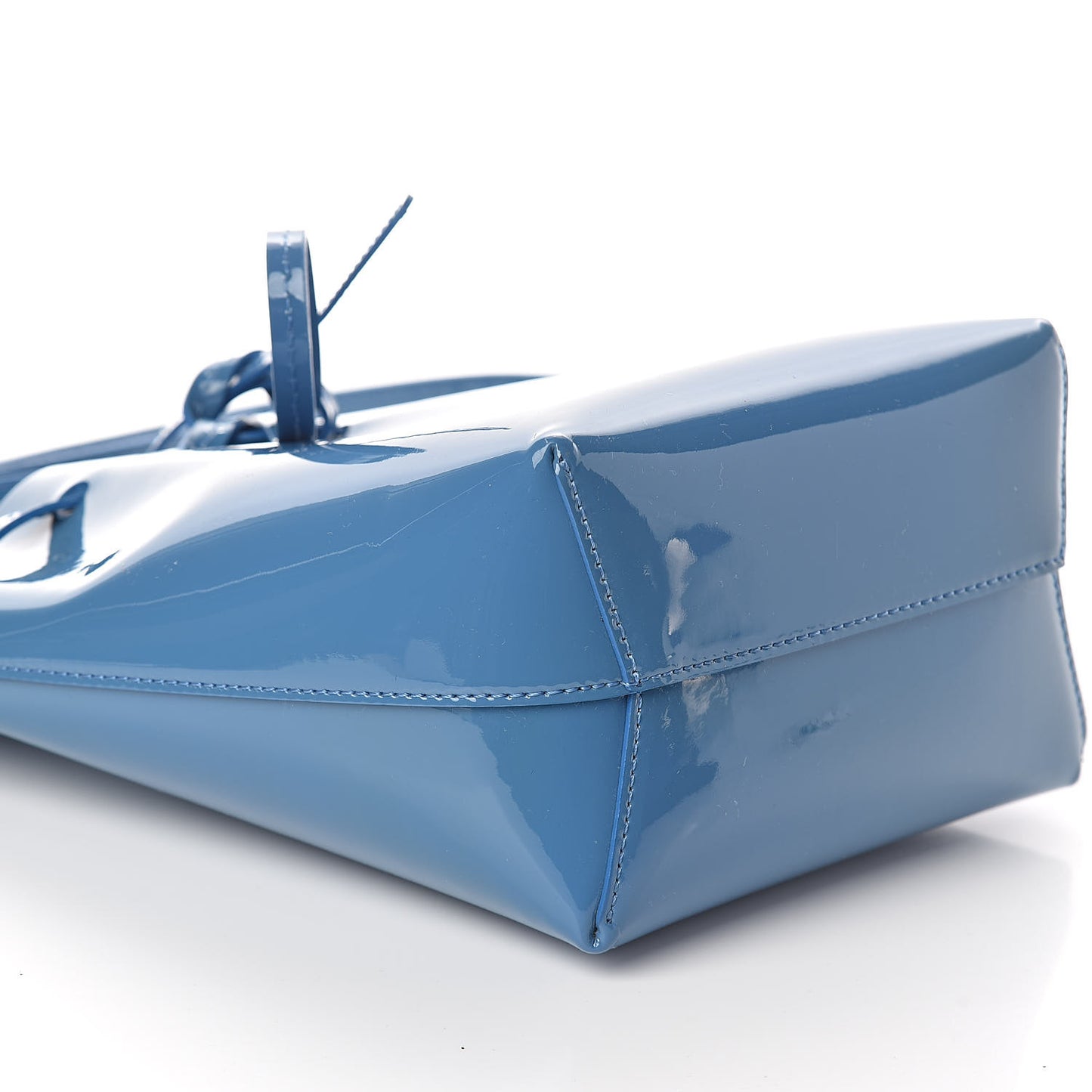 Patent Calfskin Mini Mini Bucket Bag Blue