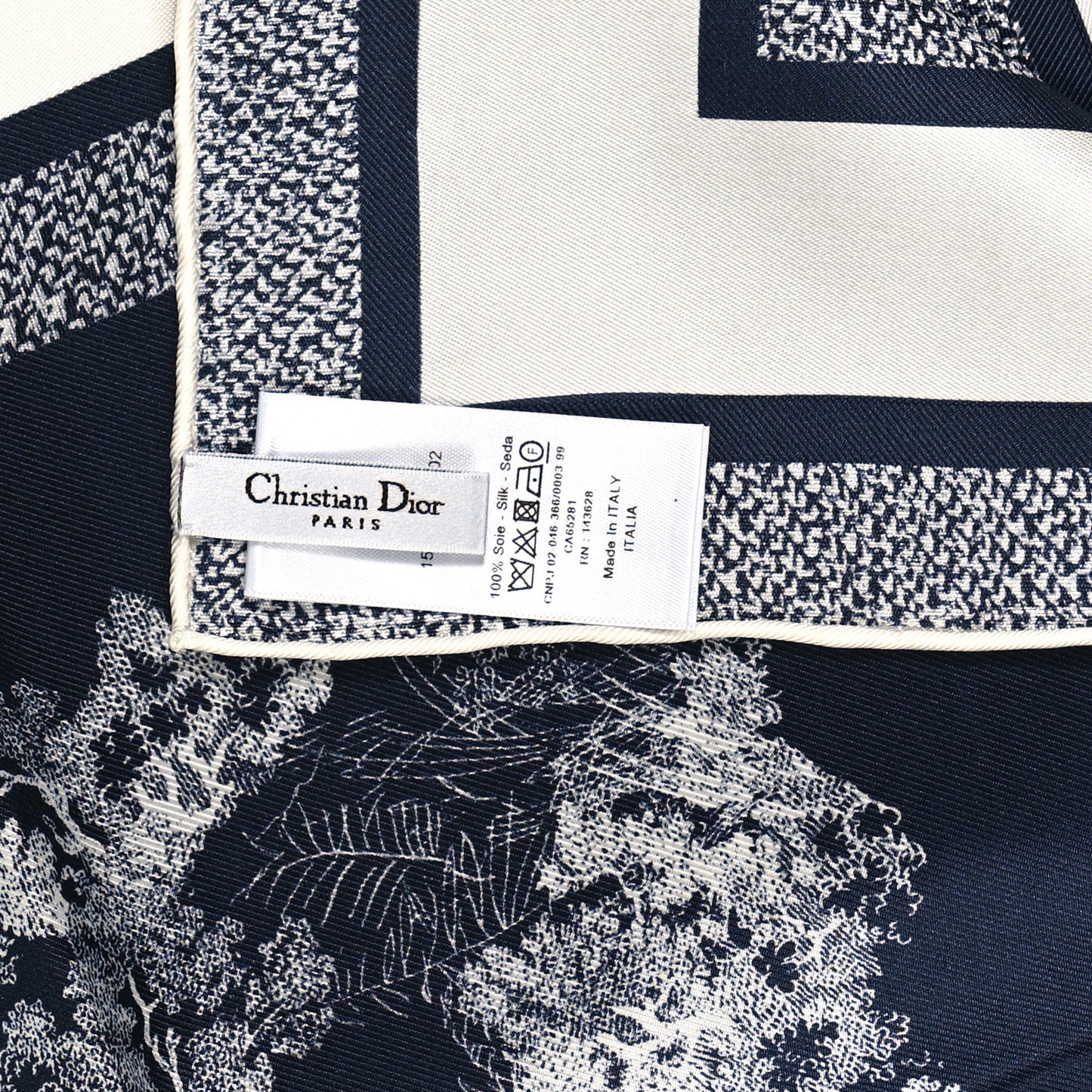 Silk Toile De Jouy Scarf Blue Marine