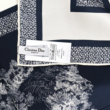 Christian Dior Silk Toile De Jouy Scarf Blue Marine 3 of 3