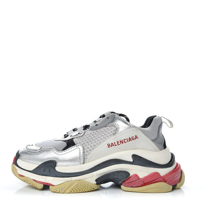 Balenciaga Mesh Nubuck Womens Triple S Sneakers 37 Black Argent 1 of 8