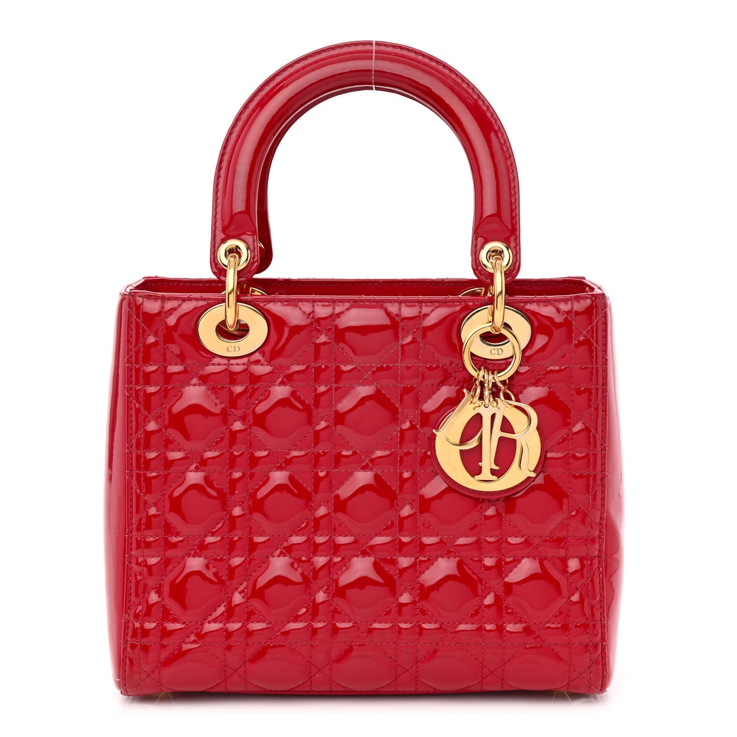 Patent Cannage Medium Lady Dior Red