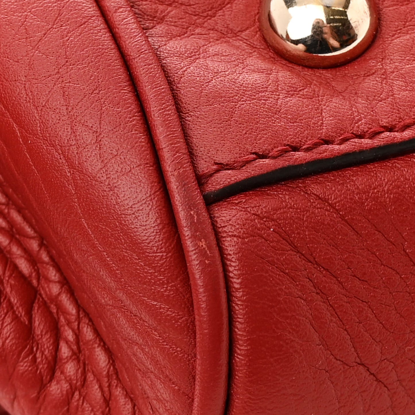 Pebbled Calfskin Medium Bamboo Shopper Tote Red