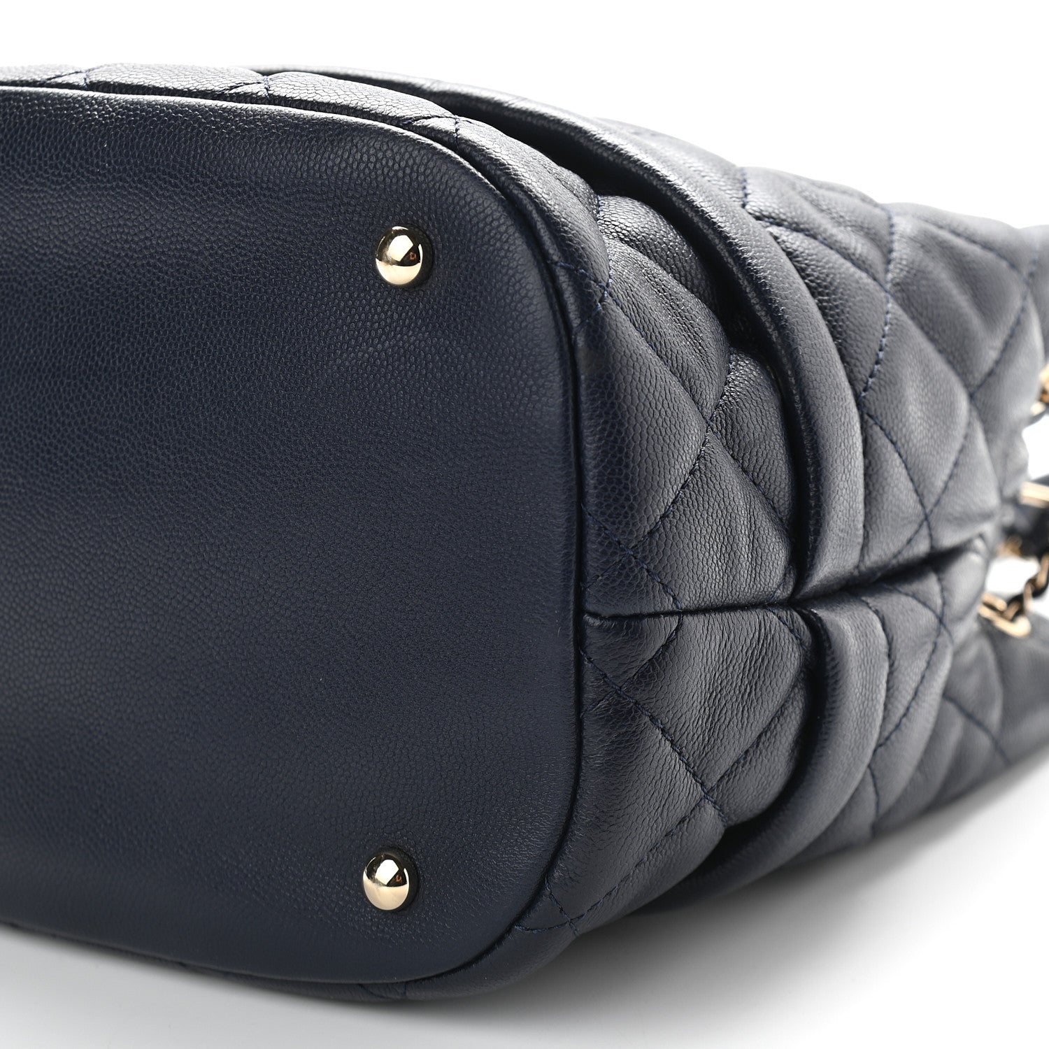 Chanel Caviar Quilted Rolled Up Bucket Drawstring Bag Navy 9 of 9