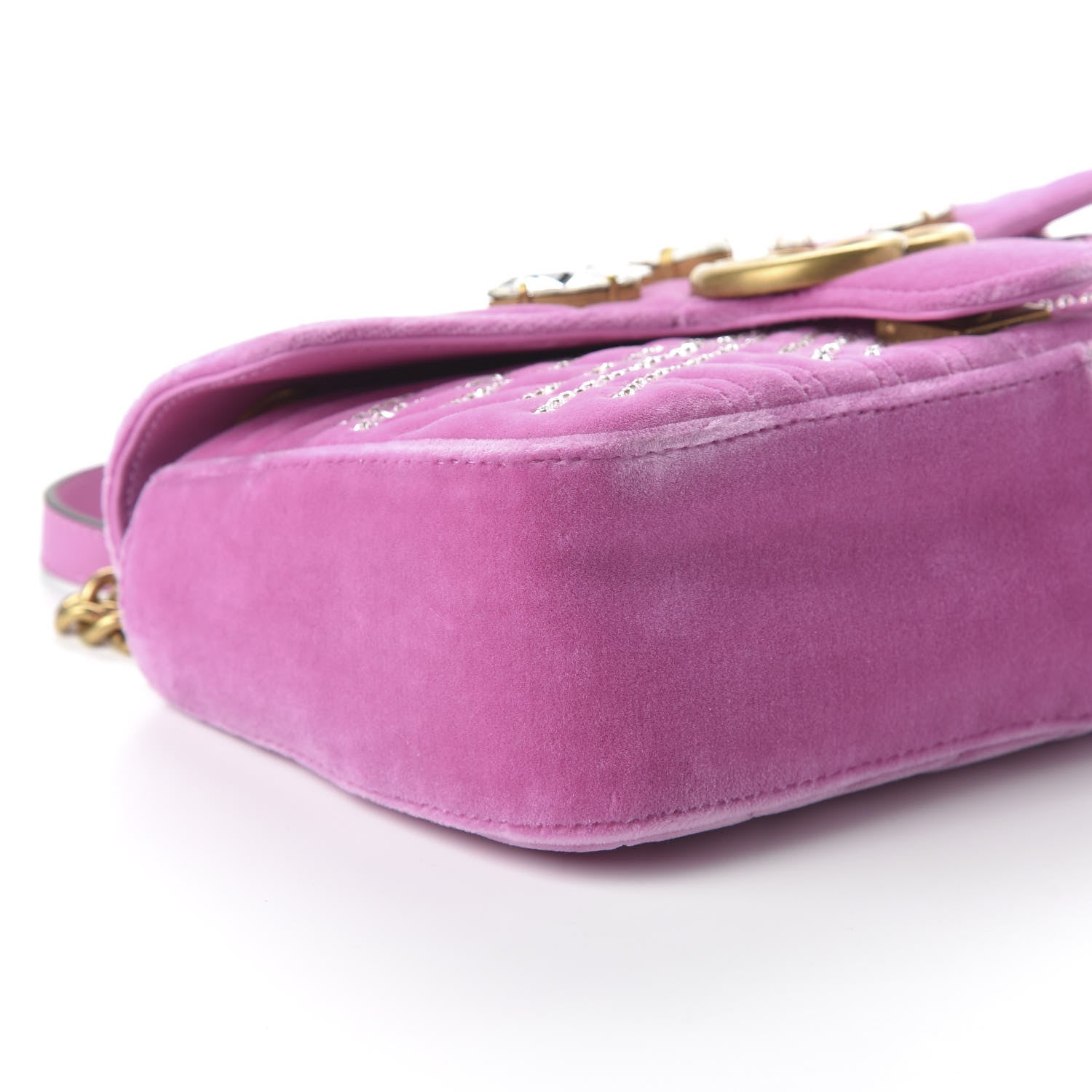Gucci Velvet Matelasse Marquise Crystals Embroidered Small GG Marmont Shoulder Bag Malva 6 of 10