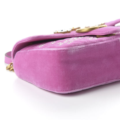 Gucci Velvet Matelasse Marquise Crystals Embroidered Small GG Marmont Shoulder Bag Malva 6 of 10
