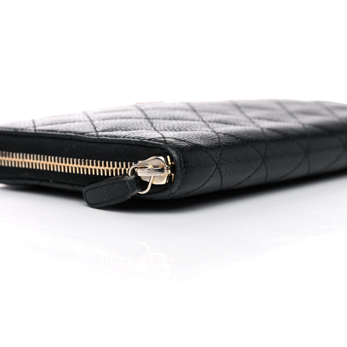 Caviar Quilted Large Zip Around Organizer Wallet Black