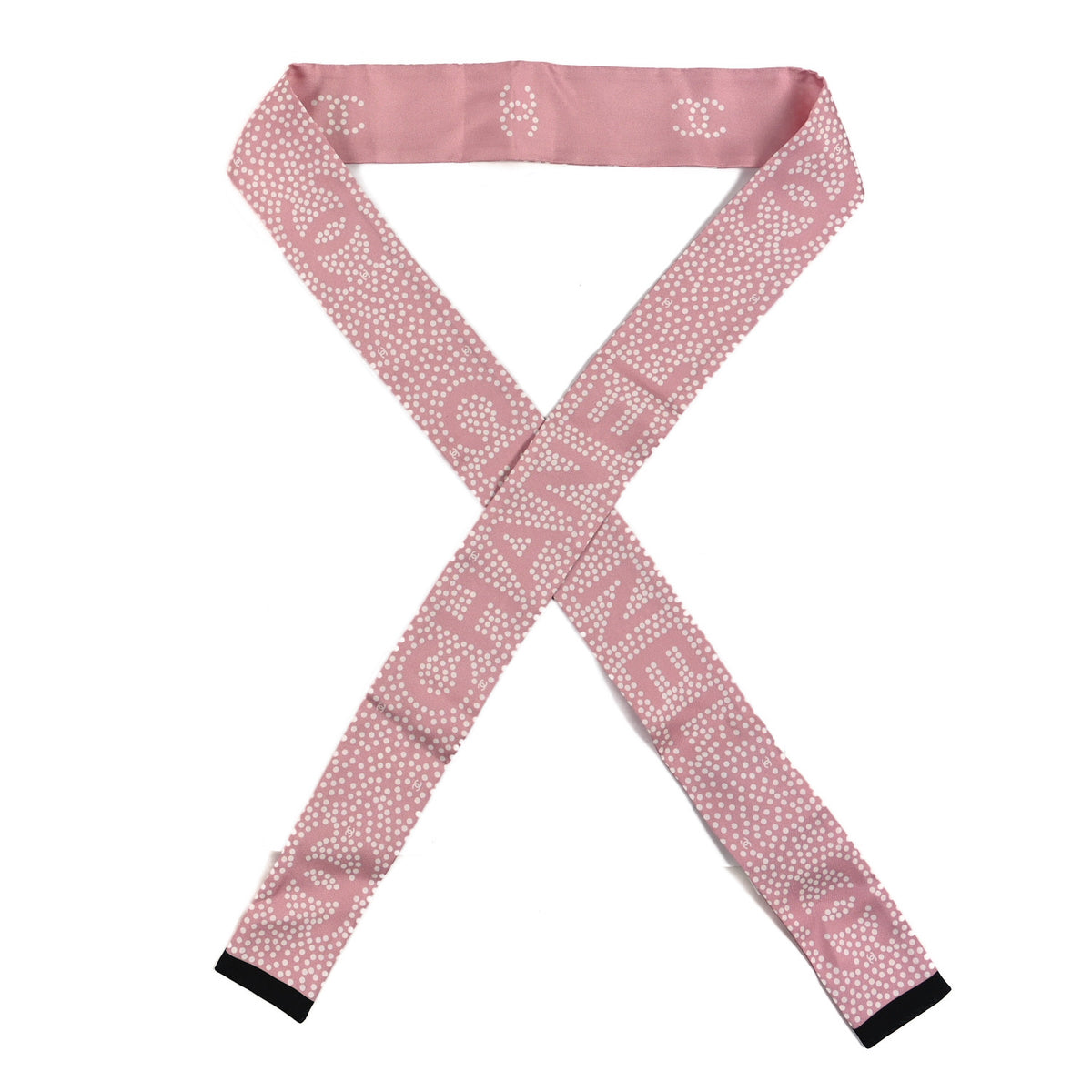 Silk CC Slim Bandeau Scarf Pink Black
