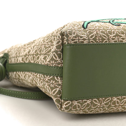 Loewe Jacquard Anagram Calfskin Herbarium Embroidered Flamenco Knot Clutch Avocado Green 8 of 9