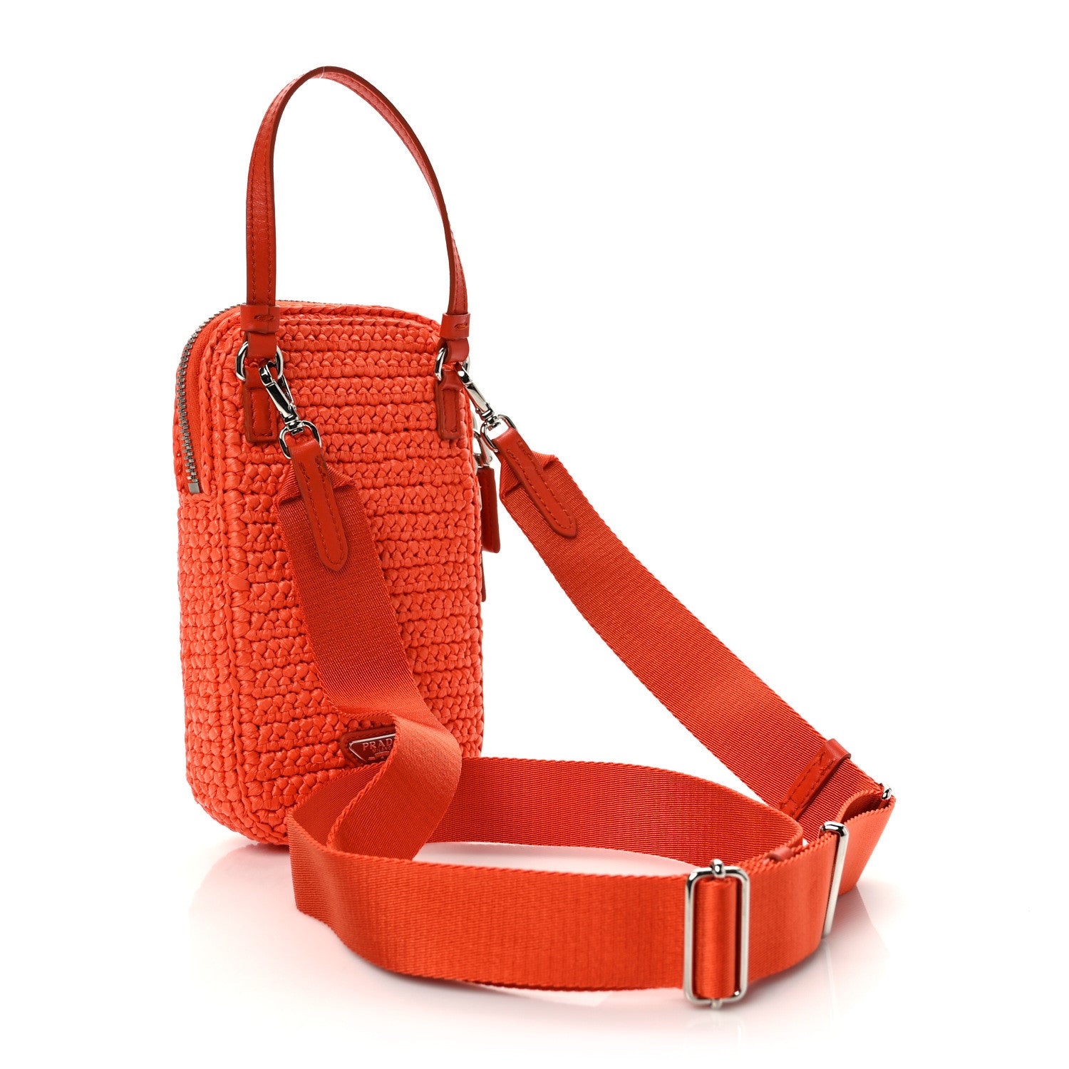 Prada Yarn Raffia Effect Crochet Mini Crossbody Bag Arancio 4 of 10
