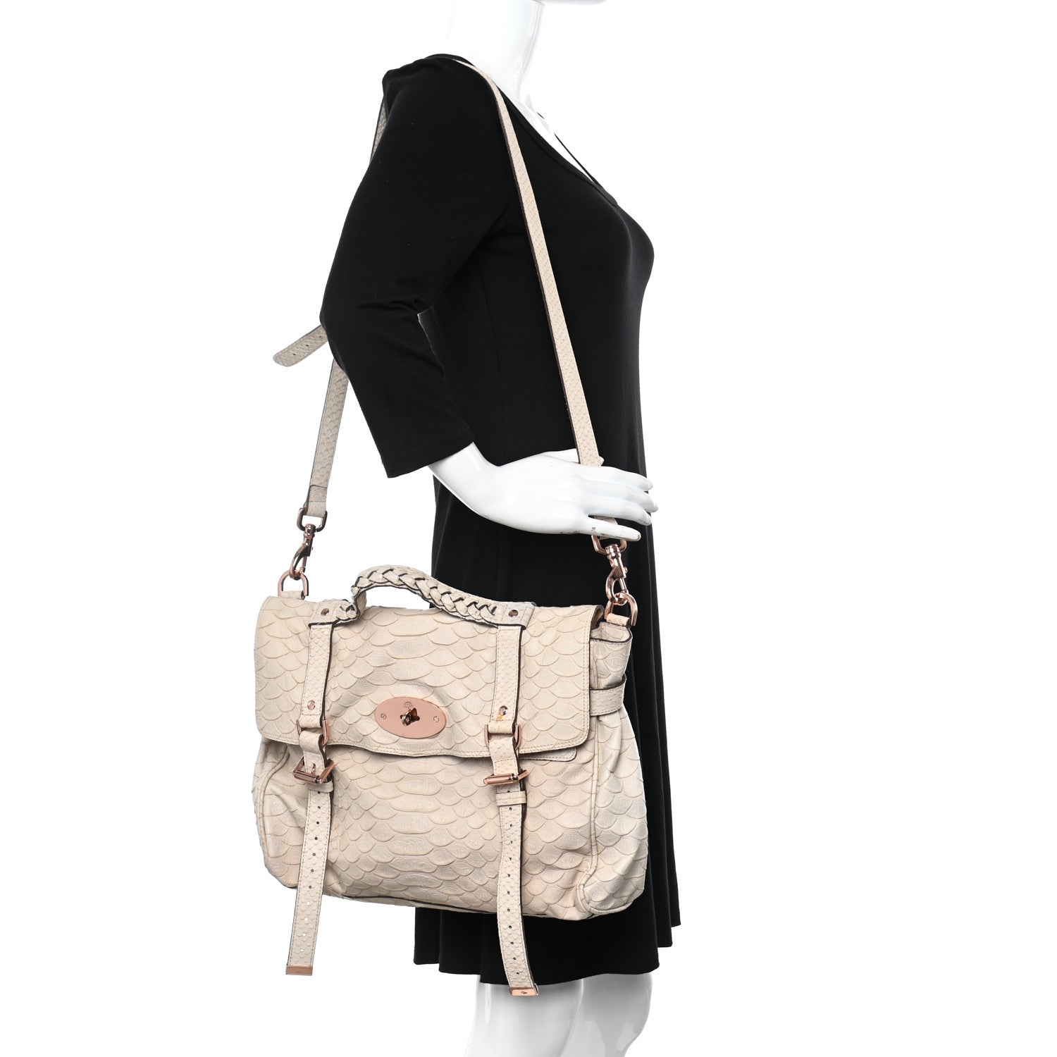 Mulberry Silky Snake Print Oversized Alexa Pebbled Beige 3 of 13