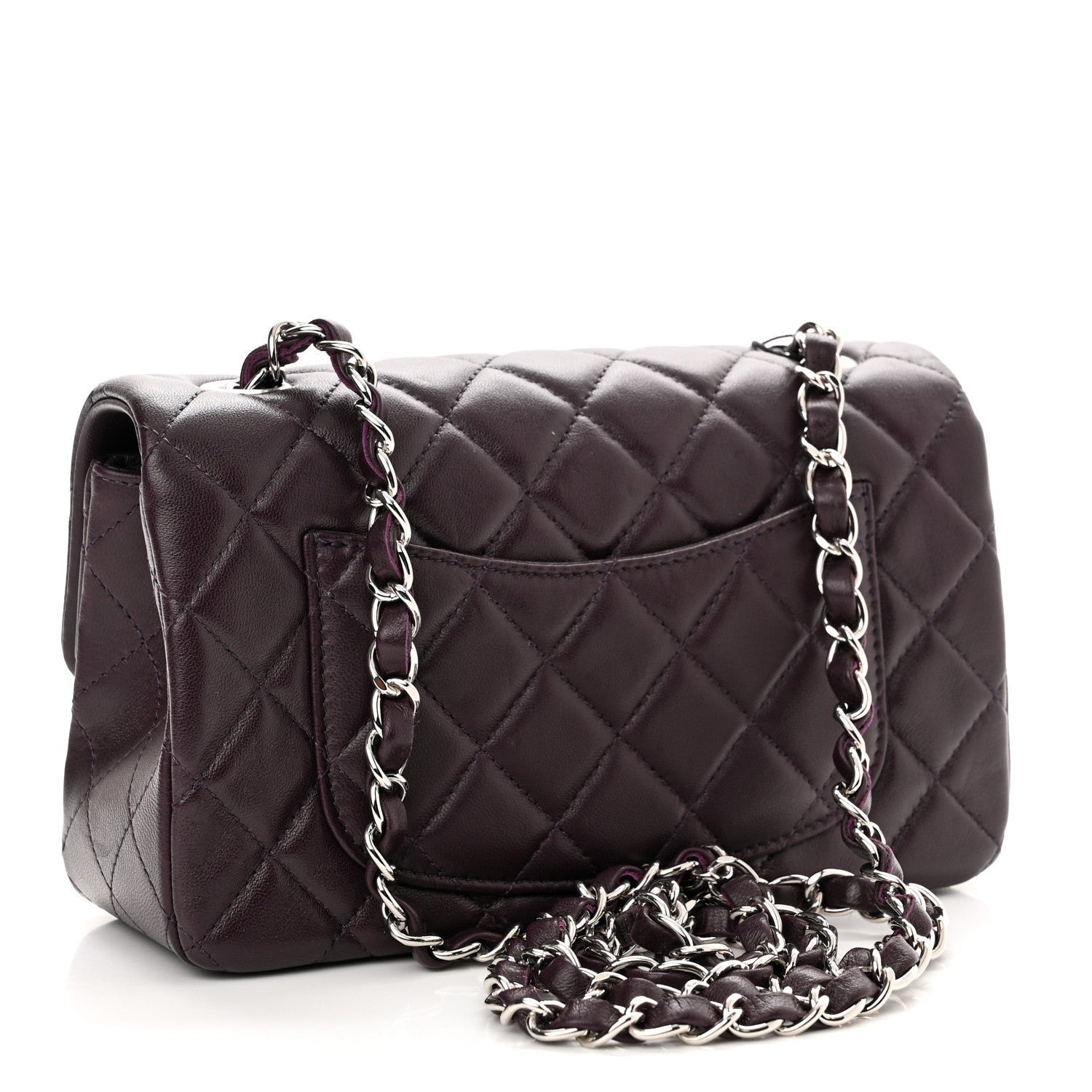 Chanel Lambskin Quilted Mini Rectangular Flap Dark Purple 2 of 9