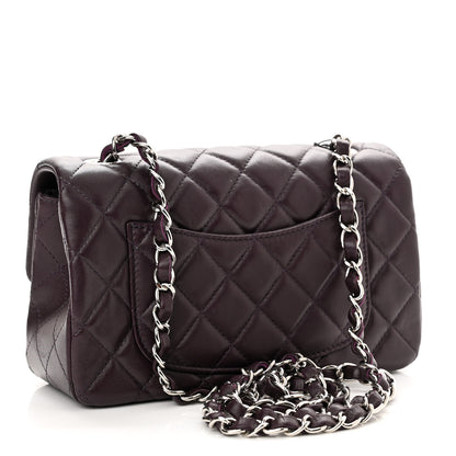Chanel Lambskin Quilted Mini Rectangular Flap Dark Purple 2 of 9