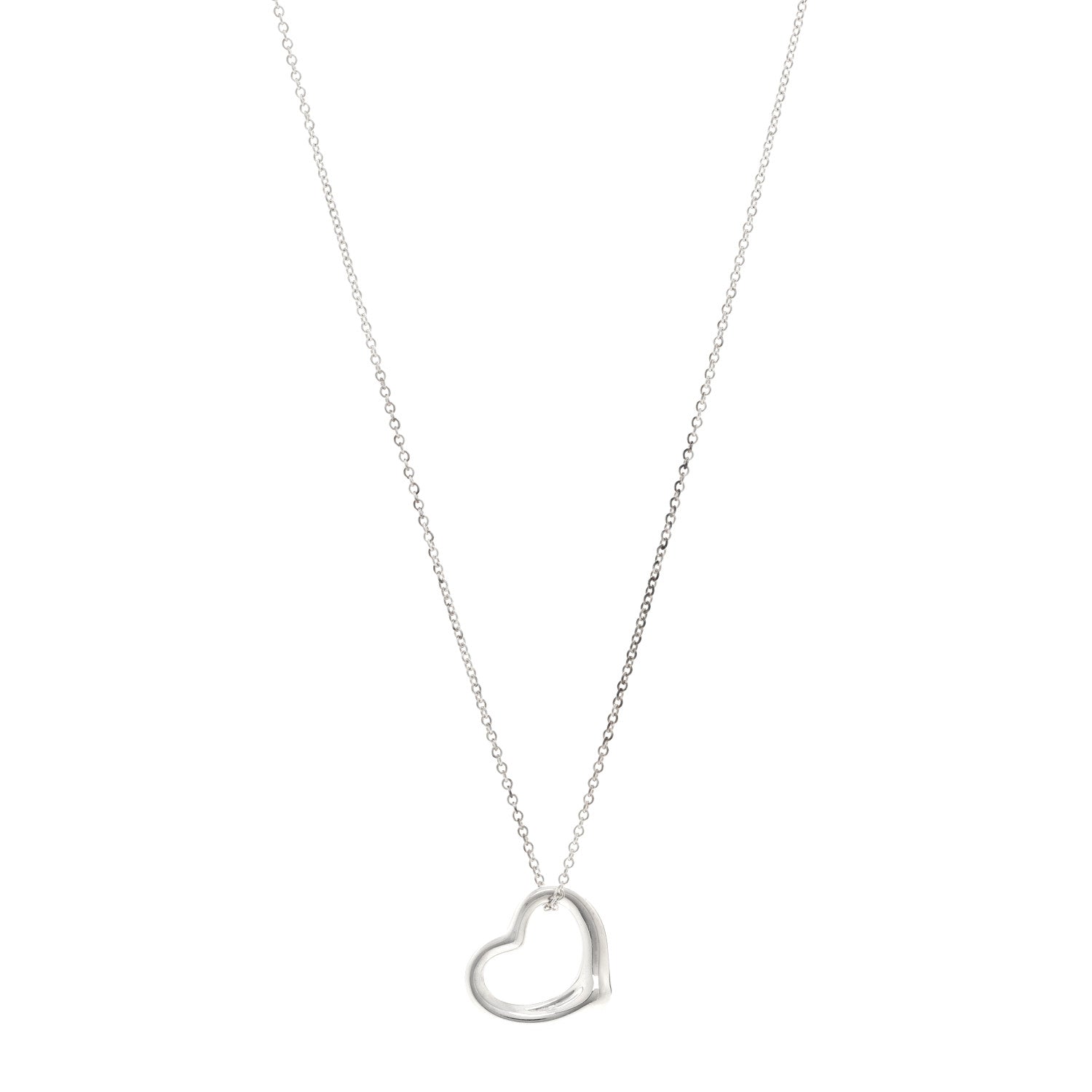 Tiffany Sterling Silver 22mm Elsa Peretti Open Heart Pendant Necklace 1 of 5
