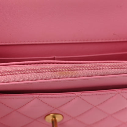 Chanel Lambskin Quilted Multicolor Top Handle Wallet On Chain WOC Light Pink 12 of 12
