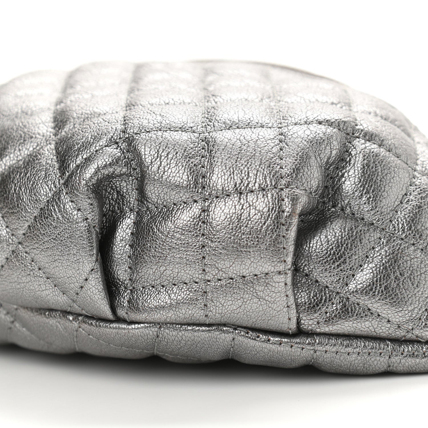 Chanel Metallic Calfskin Quilted Banane Waist Bag Fanny Pack Dark Silver 10 of 10