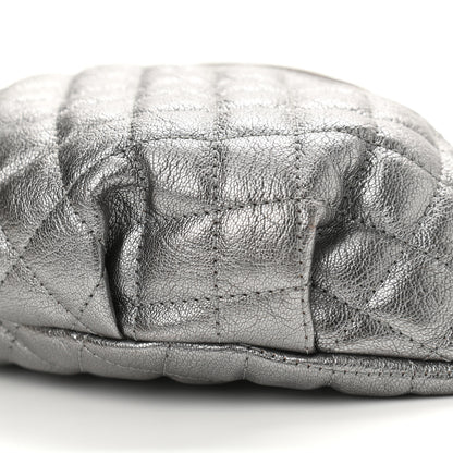Chanel Metallic Calfskin Quilted Banane Waist Bag Fanny Pack Dark Silver 10 of 10