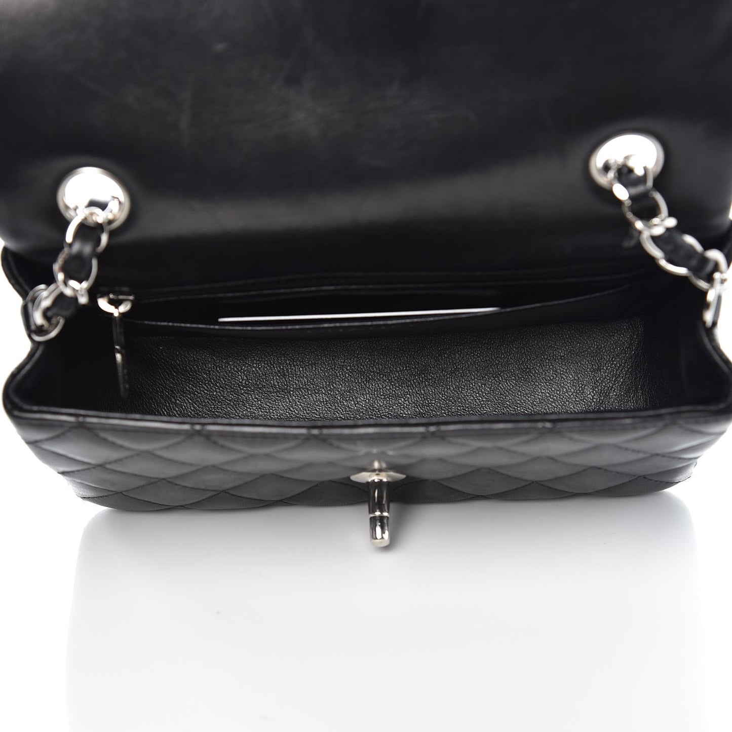 Lambskin Quilted Mini Rectangular Flap Black