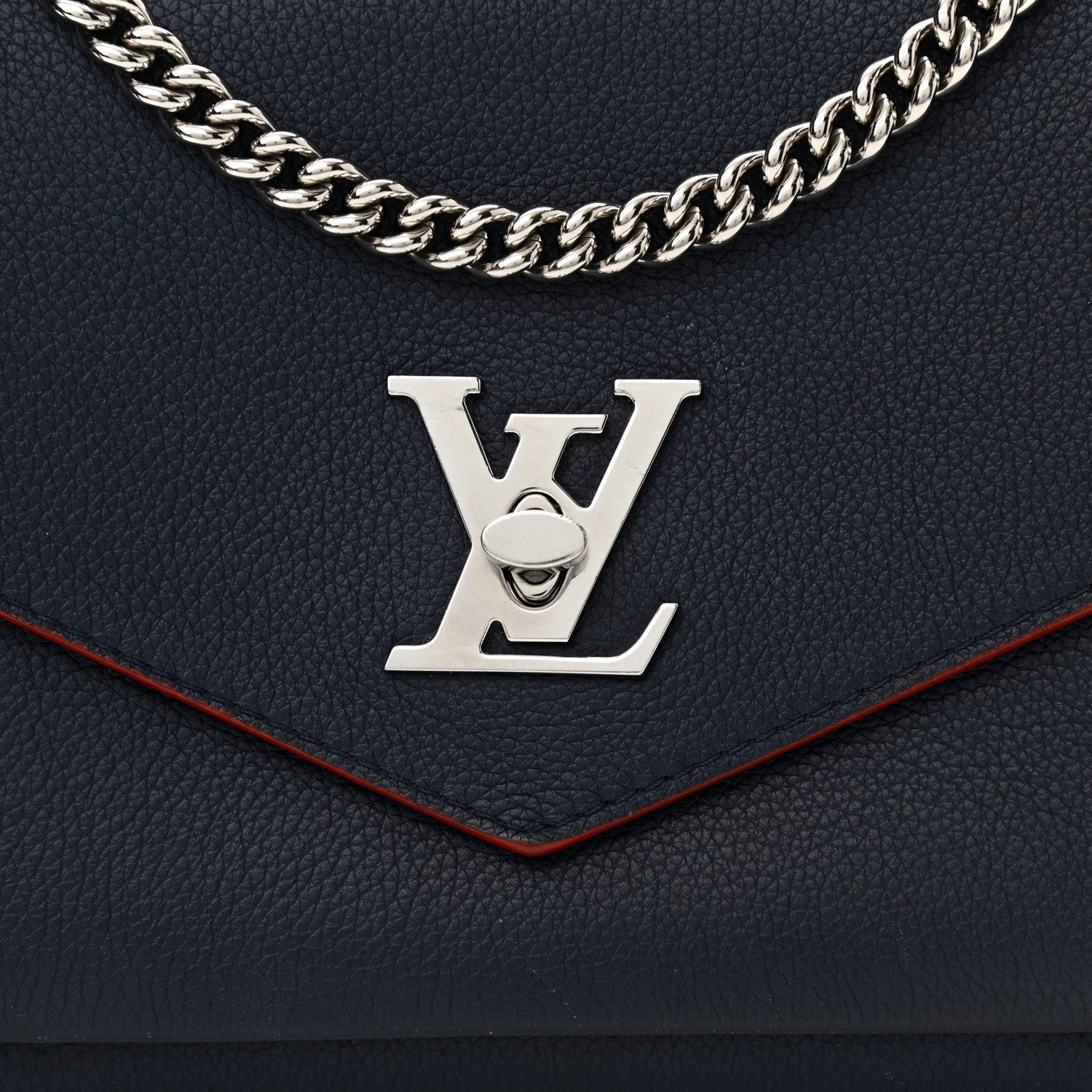 Louis Vuitton Soft Calfskin Mylockme Chain Bag BB Marine Rouge 7 of 10