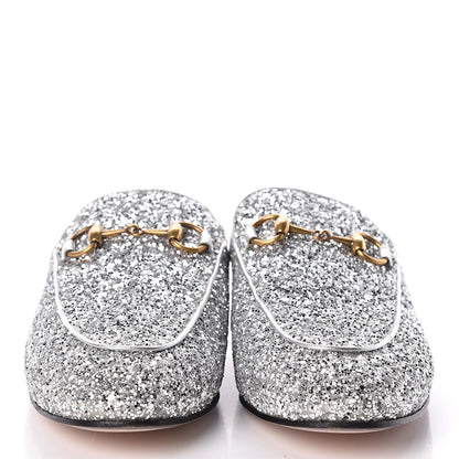 Gucci Glitter Womens Princetown Slippers 36.5 Silver 2 of 8