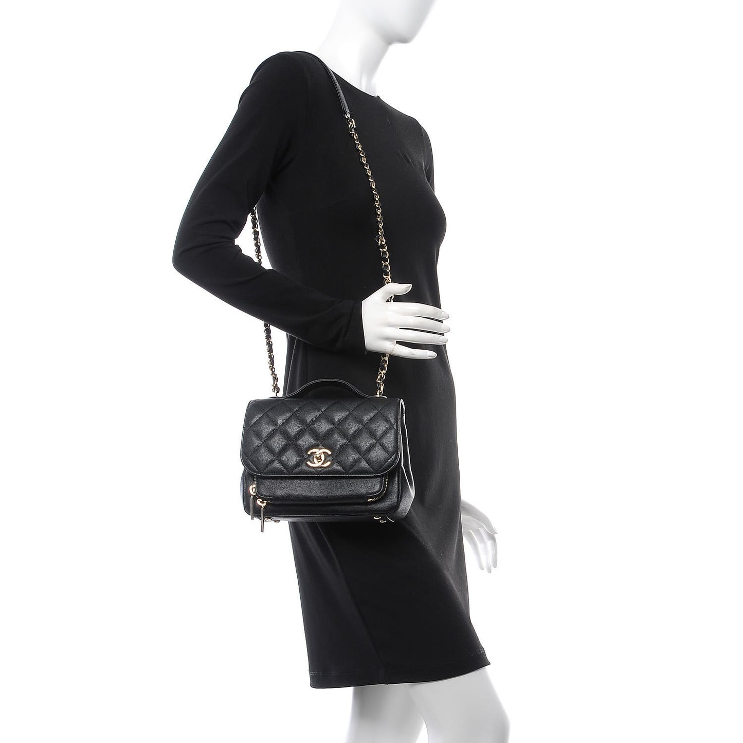 Caviar Quilted Medium Business Affinity Flap Black