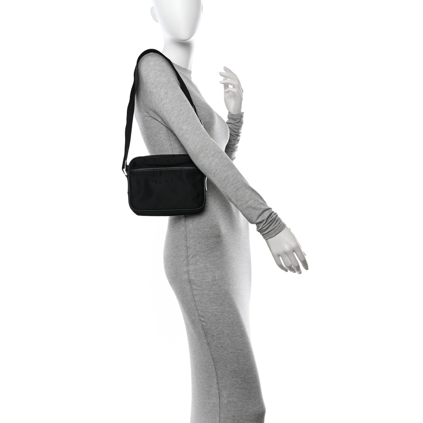 Tessuto Nylon Saffiano Logo Camera Bag Black