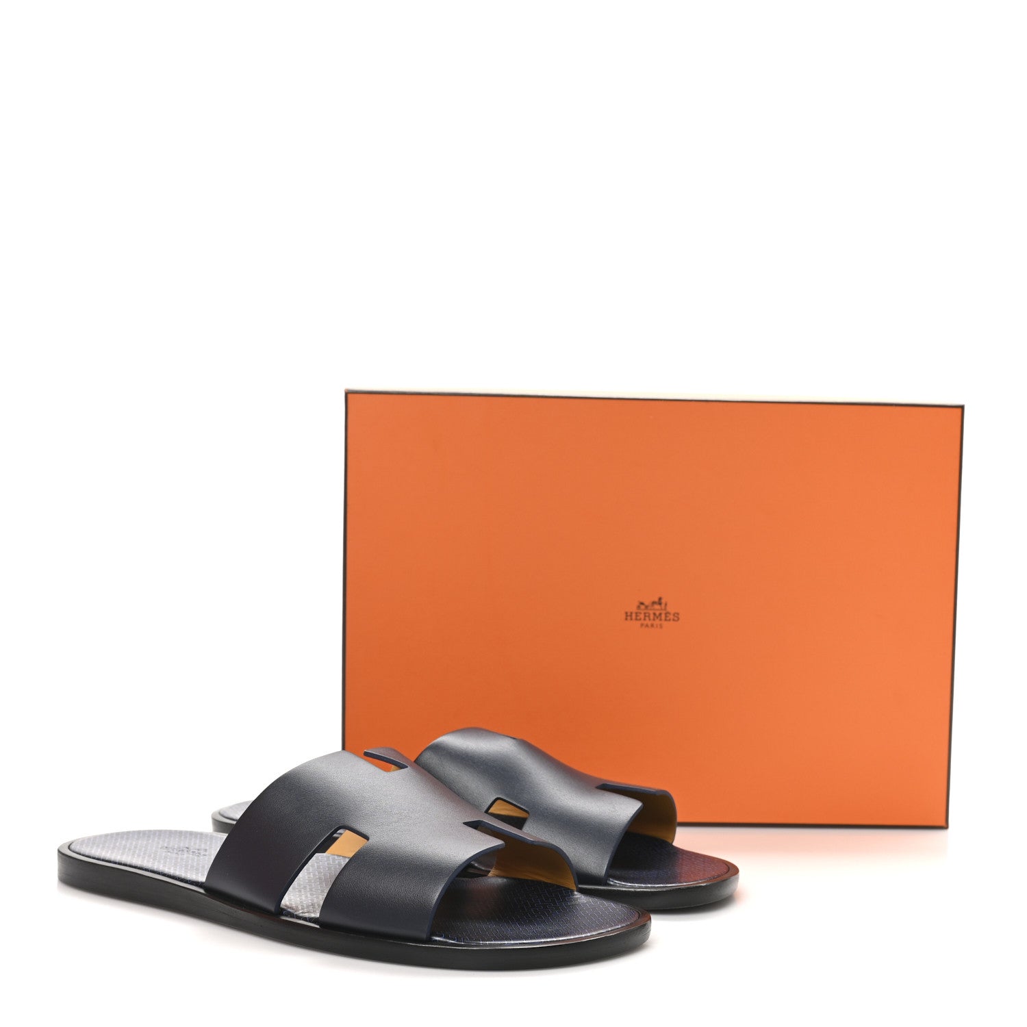 Hermes Calfskin Mens Izmir Sandals 45 Marine 10 of 10