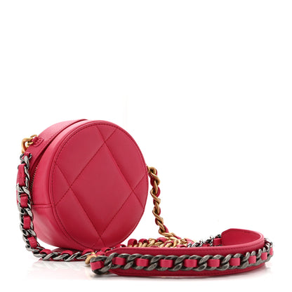 Chanel Lambskin Quilted Chanel 19 Round Clutch With Chain Pink 3 of 10