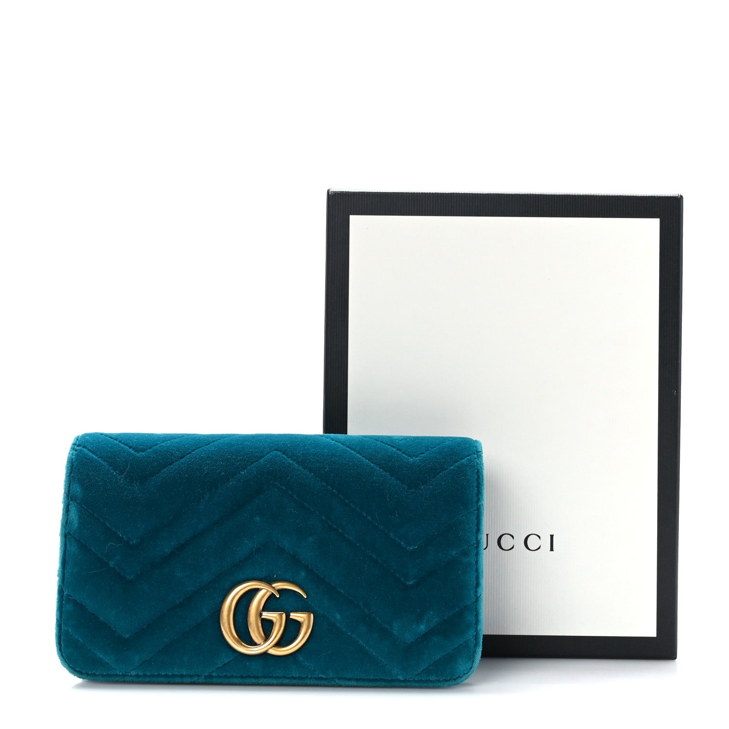 Gucci Velvet Matelasse GG Marmont Mini Bag Pavone Cyan 9 of 9