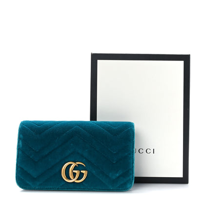 Gucci Velvet Matelasse GG Marmont Mini Bag Pavone Cyan 9 of 9